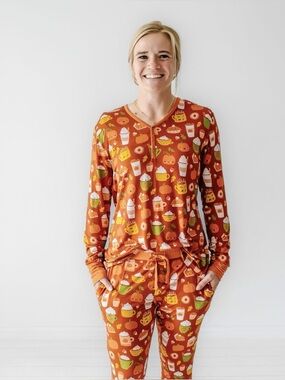 Little Sleepies Pumpkin Spice Women’s Pajama Top Only - Size Large